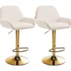 Barkrukken-CLP Set van 2 Barkruk Braga goud Frame - Fluweel - creme