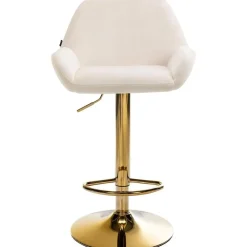 Barkrukken-CLP Set van 2 Barkruk Braga goud Frame - Fluweel - creme