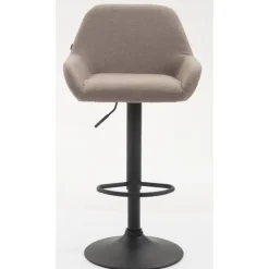 Barkrukken-CLP Set van 2 Barkruk Braga zwart Frame - Stof - taupe