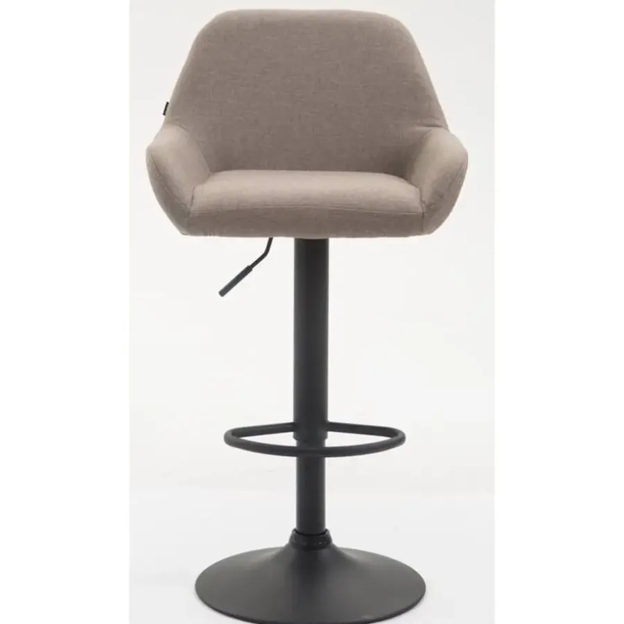 Barkrukken-CLP Set van 2 Barkruk Braga zwart Frame - Stof - taupe