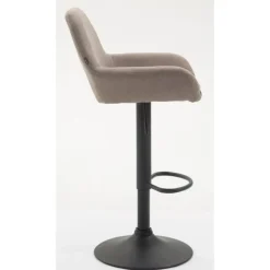 Barkrukken-CLP Set van 2 Barkruk Braga zwart Frame - Stof - taupe