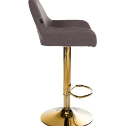 Barkrukken-CLP Set van 2 Barkruk Braga goud Frame - Stof - bruin