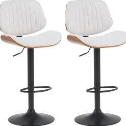 CLP Set van 2 Barkruk Clawson zwart Frame - Stof - walnoot/creme