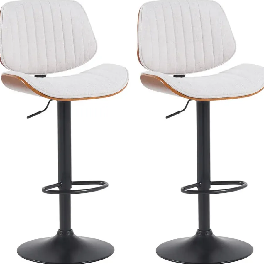 CLP Set van 2 Barkruk Clawson zwart Frame - Stof - walnoot/creme
