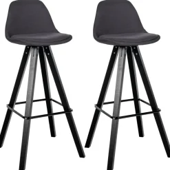 CLP Set van 2 Barkruk Corbin zwart Frame - Stof - donkergrijs