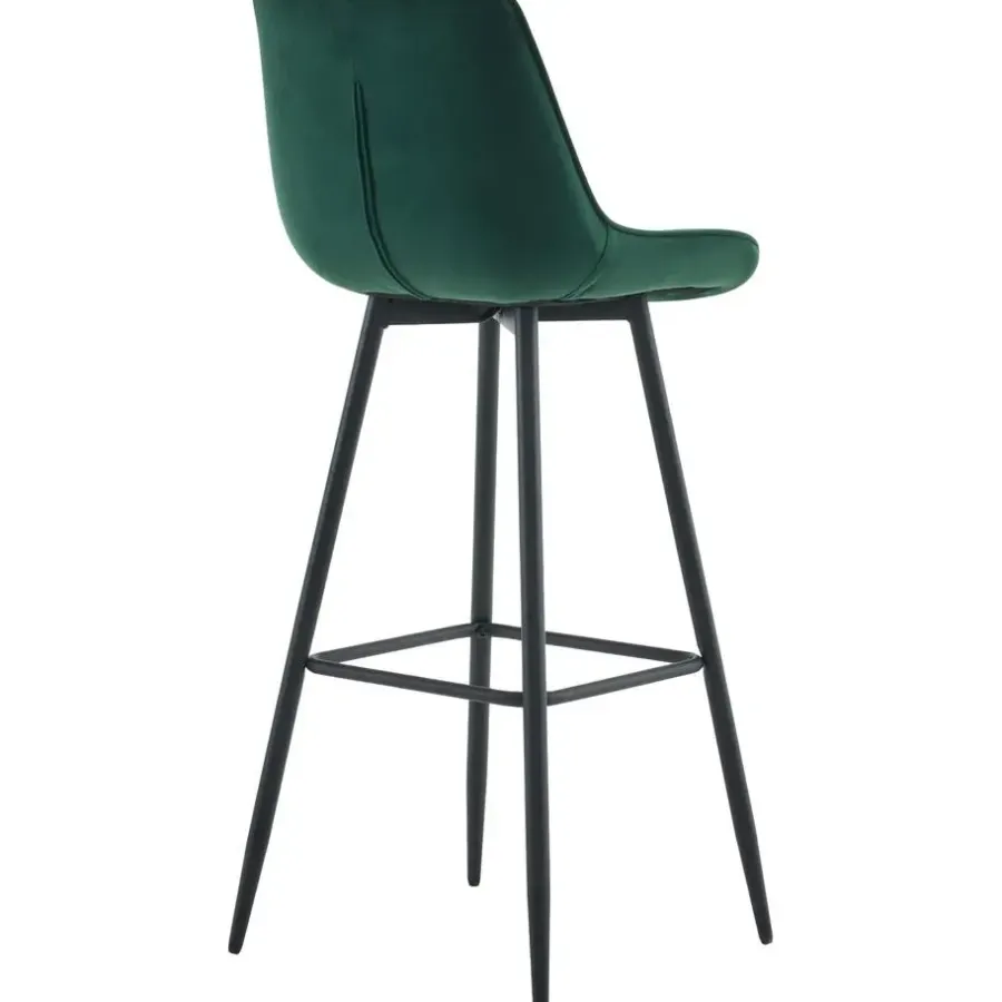 Barkrukken-CLP Set van 2 Barkruk Dartford mat zwart Frame - Fluweel - groen