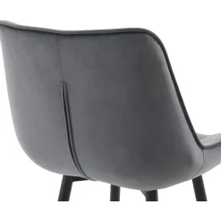 CLP Set van 2 Barkruk Dartford mat zwart Frame - Fluweel - donkergrijs