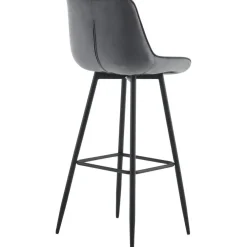 CLP Set van 2 Barkruk Dartford mat zwart Frame - Fluweel - donkergrijs