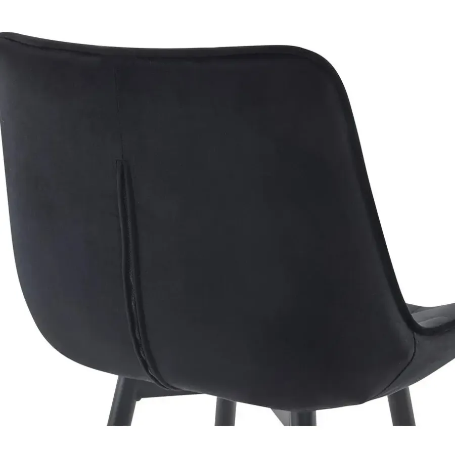 Barkrukken-CLP Set van 2 Barkruk Dartford mat zwart Frame - Fluweel - zwart