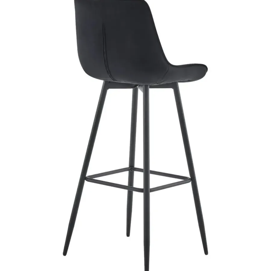 Barkrukken-CLP Set van 2 Barkruk Dartford mat zwart Frame - Fluweel - zwart