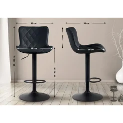 CLP Set van 2 Barkruk Emma zwart Frame - Kunstleer - zwart
