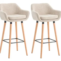 CLP Set van 2 Barkruk Grant natura Frame - Stof - creme