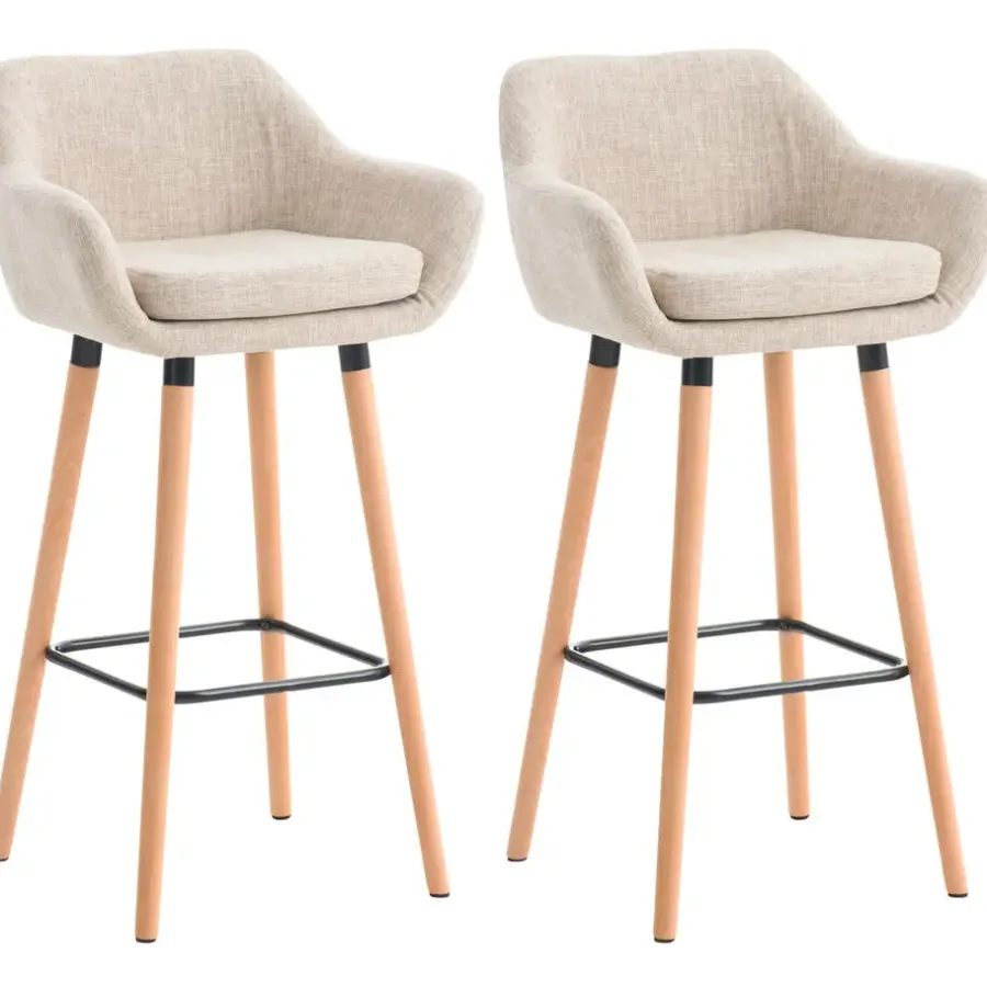CLP Set van 2 Barkruk Grant natura Frame - Stof - creme