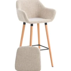 CLP Set van 2 Barkruk Grant natura Frame - Stof - creme