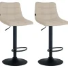 Barkrukken-CLP Set van 2 Barkruk Jerry zwart Frame - Stof - creme