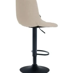 Barkrukken-CLP Set van 2 Barkruk Jerry zwart Frame - Stof - creme