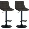 CLP Set van 2 Barkruk Jerry zwart Frame - Stof - donkergrijs