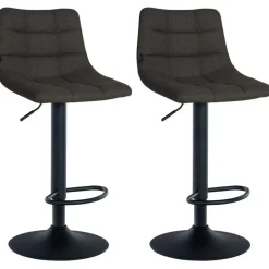 CLP Set van 2 Barkruk Jerry zwart Frame - Stof - donkergrijs
