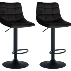 CLP Set van 2 Barkruk Jerry zwart Frame - Fluweel - zwart