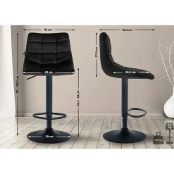 CLP Set van 2 Barkruk Jerry zwart Frame - Fluweel - zwart