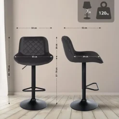 Barkrukken-CLP Set van 2 Barkruk Kasson zwart Frame - Fluweel - zwart