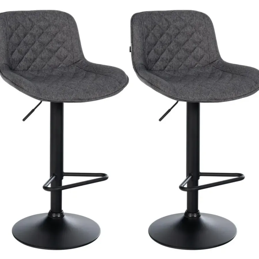 CLP Set van 2 Barkruk Kasson zwart Frame - Stof - zwart