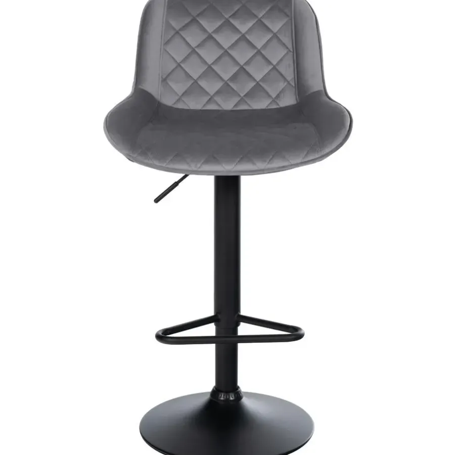 CLP Set van 2 Barkruk Kasson zwart Frame - Fluweel - donkergrijs