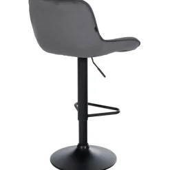 CLP Set van 2 Barkruk Kasson zwart Frame - Fluweel - donkergrijs