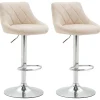 Barkrukken-CLP Set van 2 Barkruk Lazio chroom Frame - Kunstleer - creme