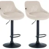 Barkrukken-CLP Set van 2 Barkruk Lazio zwart Frame - Fluweel - creme