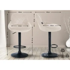 Barkrukken-CLP Set van 2 Barkruk Lazio zwart Frame - Fluweel - creme