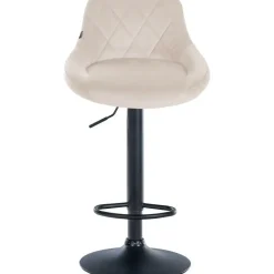 Barkrukken-CLP Set van 2 Barkruk Lazio zwart Frame - Fluweel - creme