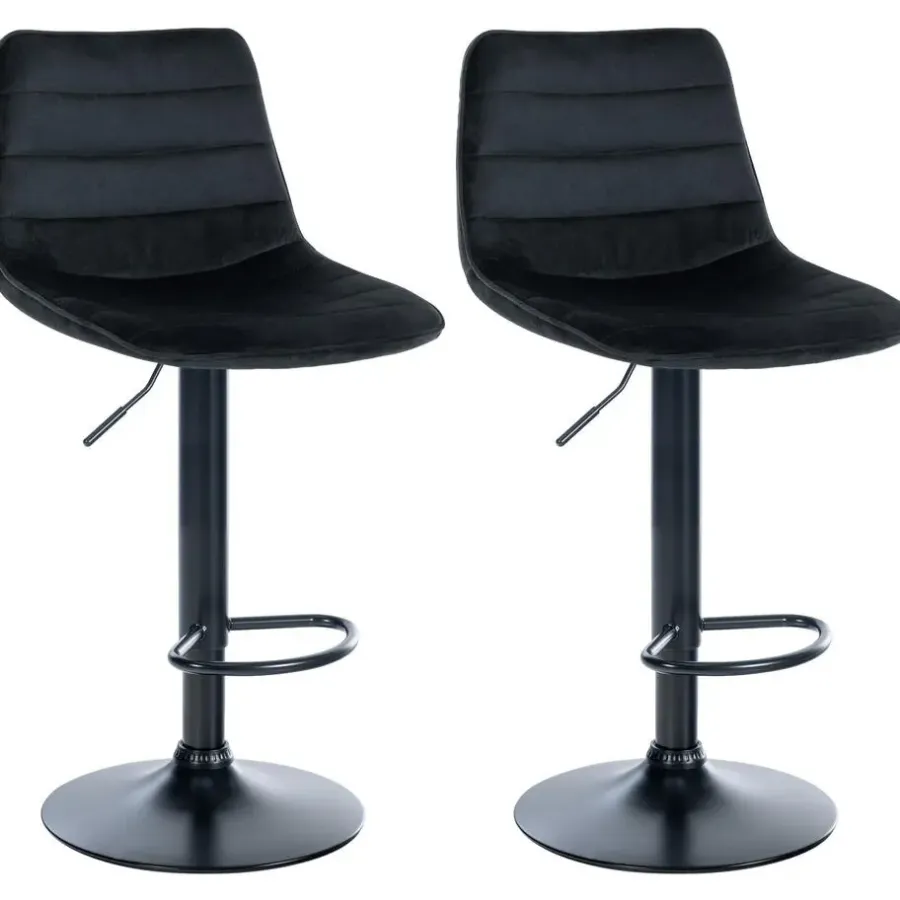 CLP Set van 2 Barkruk Lex mat zwart Frame - Fluweel - zwart