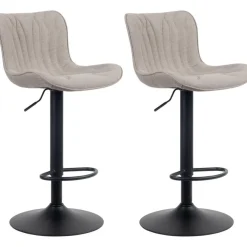 CLP Set van 2 Barkruk Linus mat zwart Frame - Stof - taupe