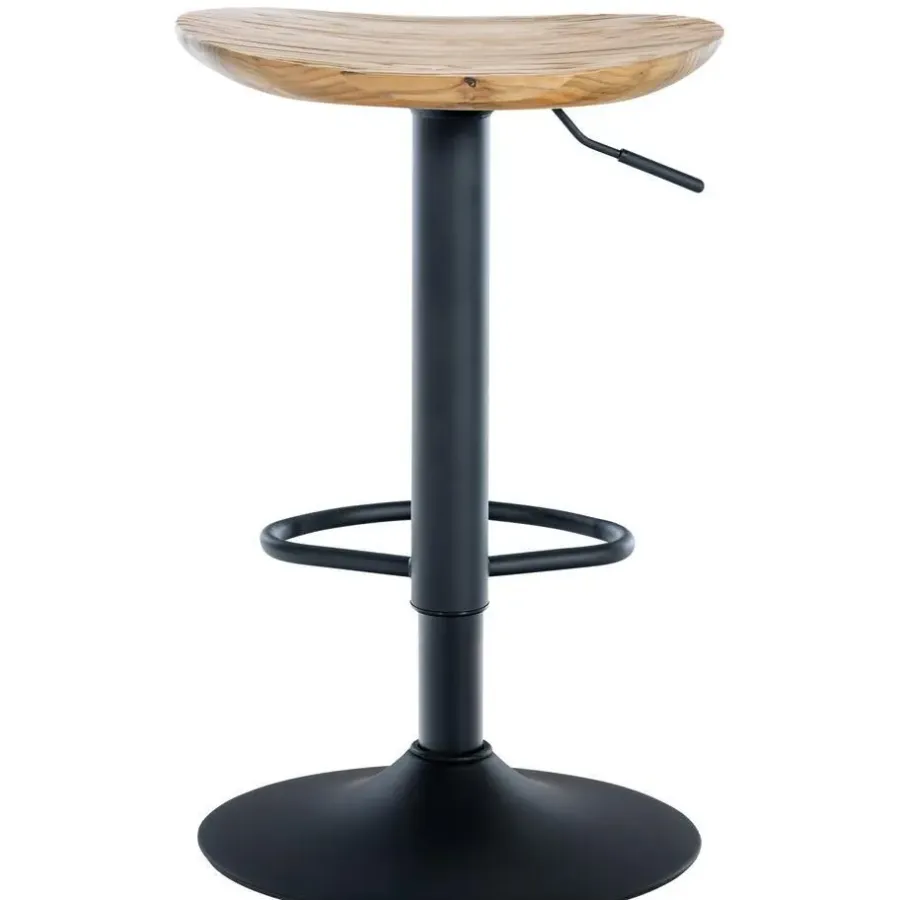 Barkrukken-CLP Set van 2 Barkruk Skelde zwart Frame - Hout - natura