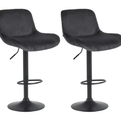 CLP Set van 2 Barkruk Solon mat zwart Frame - Fluweel - zwart