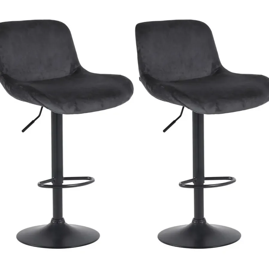 CLP Set van 2 Barkruk Solon mat zwart Frame - Fluweel - zwart
