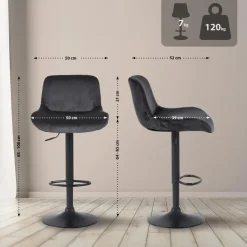 CLP Set van 2 Barkruk Solon mat zwart Frame - Fluweel - zwart