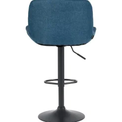 Barkrukken-CLP Set van 2 Barkruk Solon mat zwart Frame - Stof - blauw