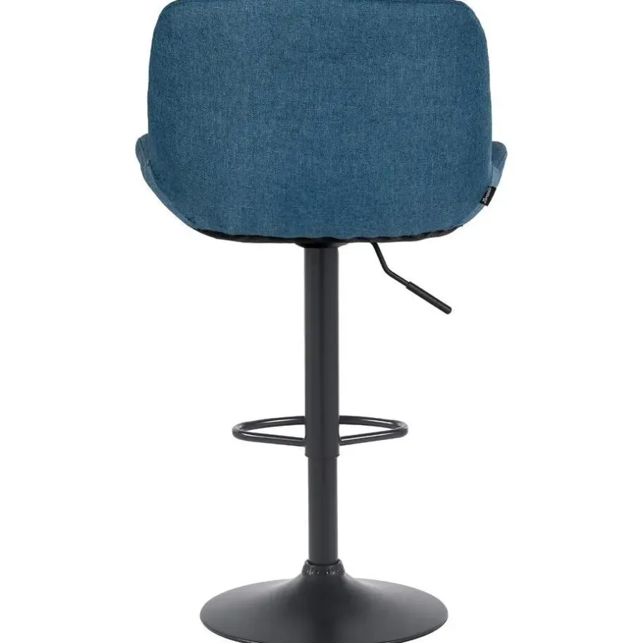 Barkrukken-CLP Set van 2 Barkruk Solon mat zwart Frame - Stof - blauw