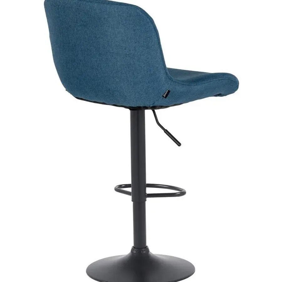 Barkrukken-CLP Set van 2 Barkruk Solon mat zwart Frame - Stof - blauw