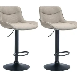 Barkrukken-CLP Set van 2 Barkruk Vonore zwart Frame - Stof - taupe