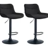 CLP Set van 2 Barkruk Vonore zwart Frame - Stof - zwart