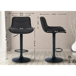 CLP Set van 2 Barkruk Vonore zwart Frame - Stof - zwart