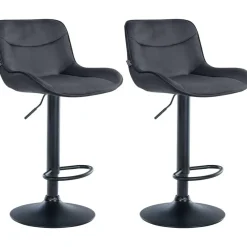 Barkrukken-CLP Set van 2 Barkruk Vonore zwart Frame - Fluweel - zwart