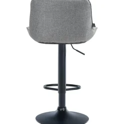 Barkrukken-CLP Set van 2 Barkruk Vonore zwart Frame - Stof - grijs
