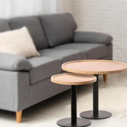 Bijzettafels-CLP Set van 2 Bijzettafel Aspen mat zwart Frame - Hout - natura