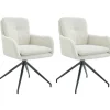 CLP Set van 2 Eetkamerstoel Pickett mat zwart Frame - Stof - creme