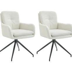 CLP Set van 2 Eetkamerstoel Pickett mat zwart Frame - Stof - creme