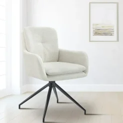 CLP Set van 2 Eetkamerstoel Pickett mat zwart Frame - Stof - creme